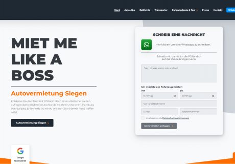 Ein Screenshot der Homepage von 57mobil