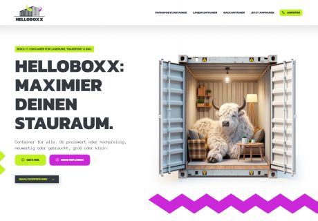 Ein Screenshot der Homepage von Helloboxx