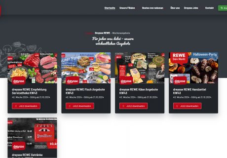 Ein Screenshot der Homepage von Rewe Dreysse