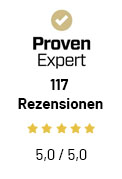 "Proven Expert" basierend auf 117 Rezensionen und einer Bewertung von 5,0