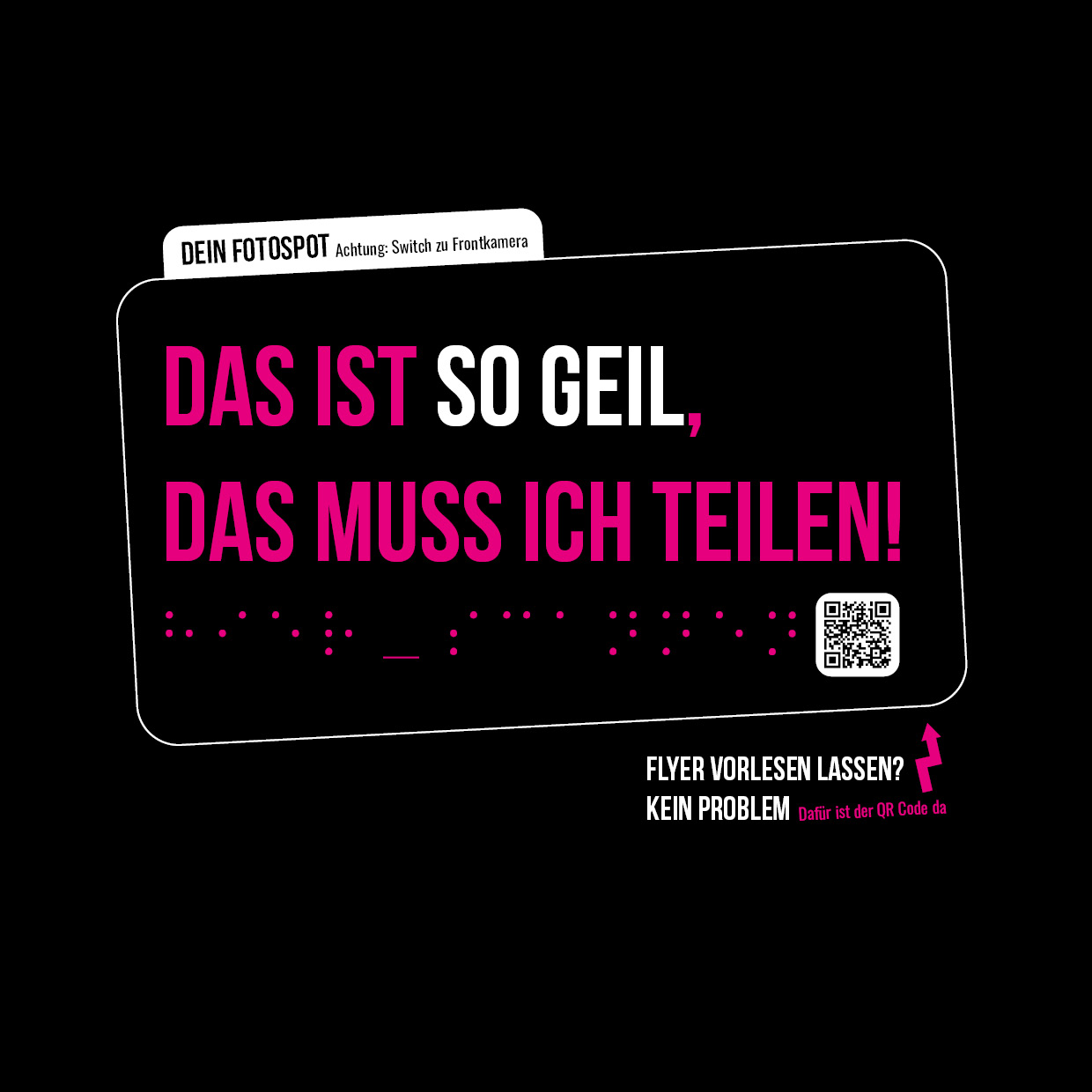 Ein Flyer, den man sich mithilfe eines QR-Codes vorlesen lassen kann