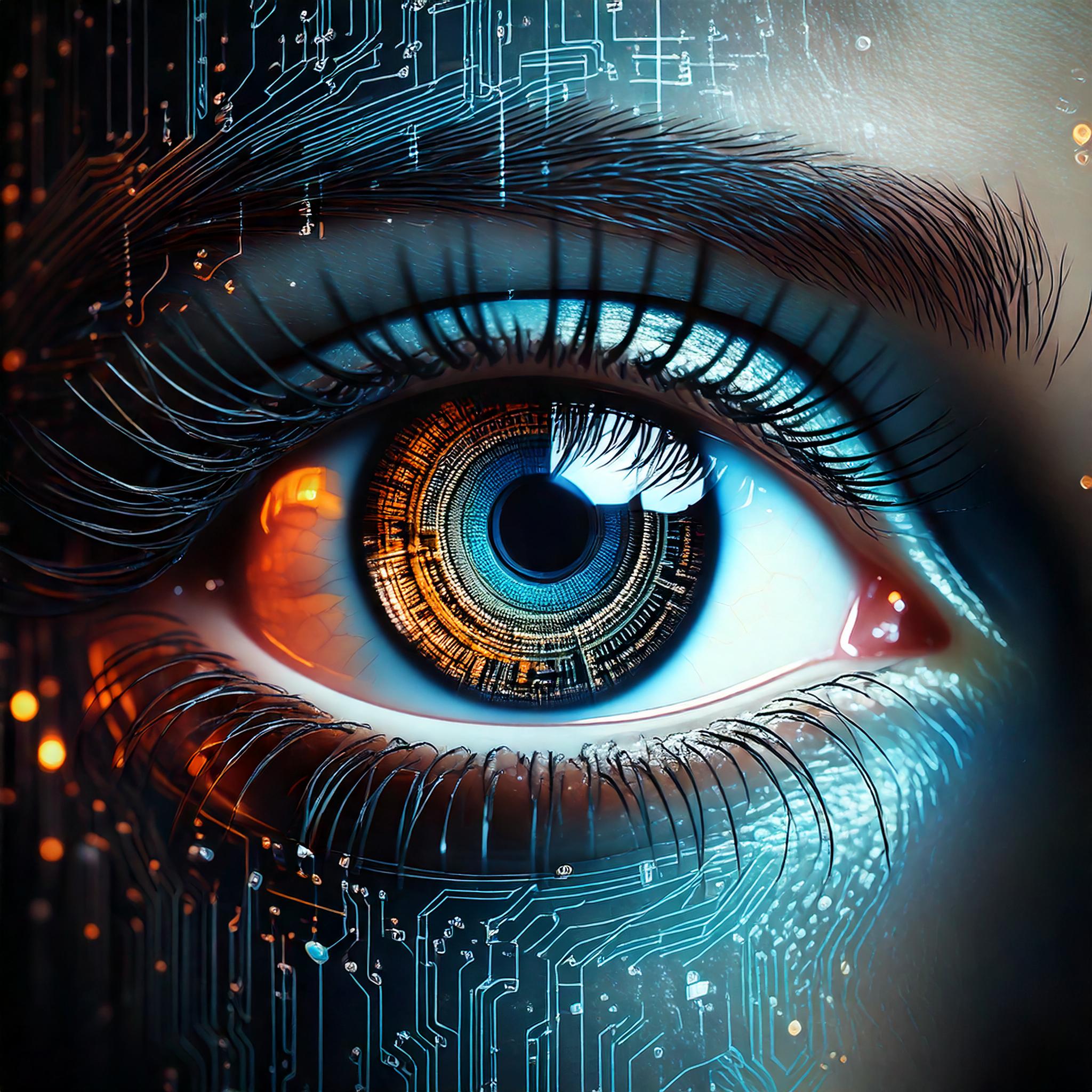 Ein Auge mit Netzwerken um es herum