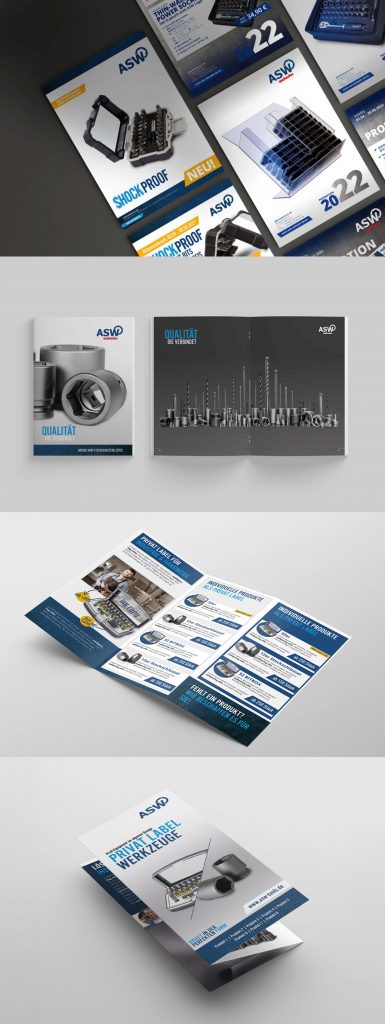 Broschüren und Flyer für ASW, Design von vyn