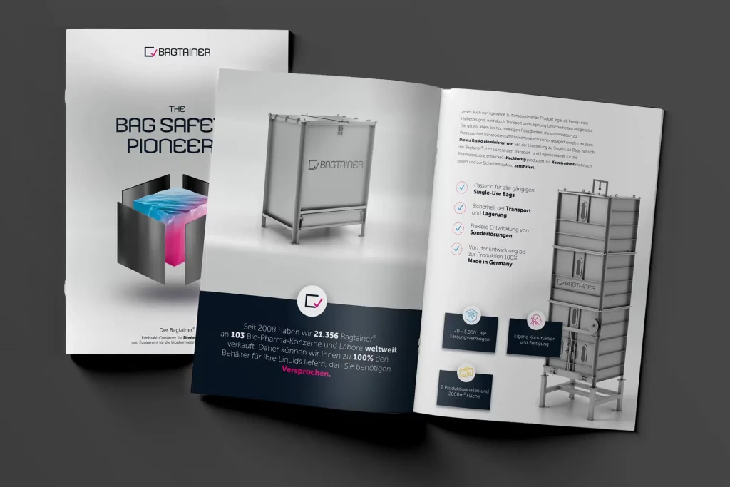 Broschüren für Bagtainer, Design von vyn
