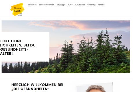 Ein Screenshot der Homepage der Gesundheits-Gestalter