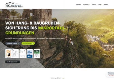 Ein Screenshot der Homepage des Fels- und Forstservices Kühr