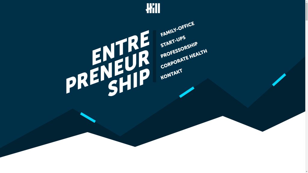 Ein Screenshot der Homepage von Hill