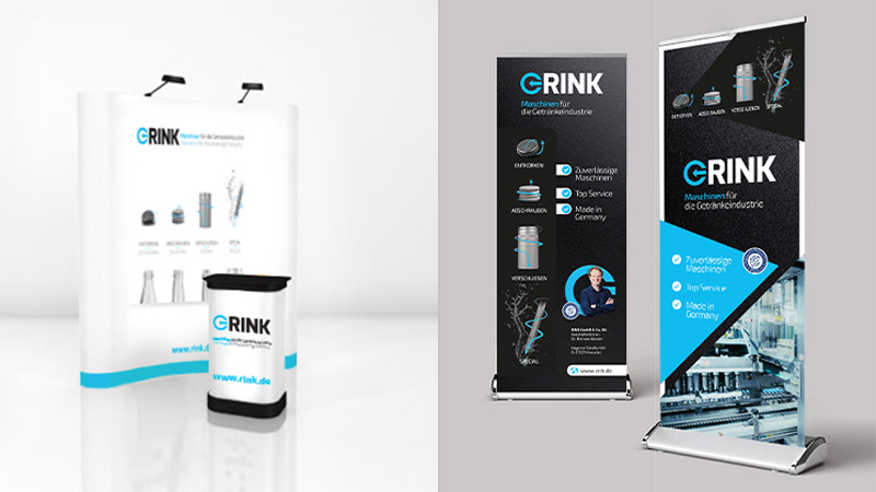 Roll-Ups für das Messedesign von Rink, Design von vyn