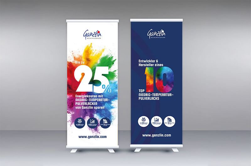 Roll-Ups für ein Messedesign von Ganzlin, Design von vyn