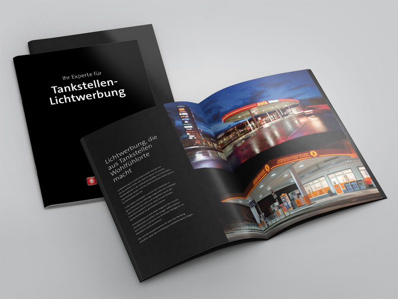 Eine Broschüre für Rudolph Lichtwerbung, Print-Design von vyn