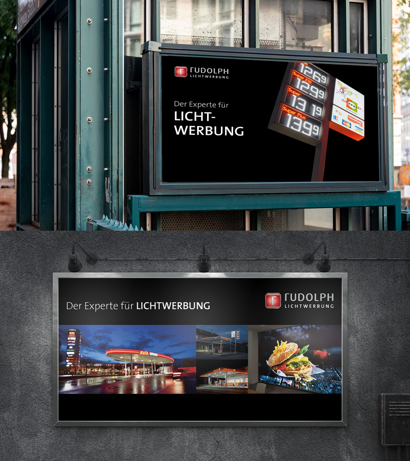 Printdesigns im Großformat für Rudolph Lichtwerbung, Design von vyn