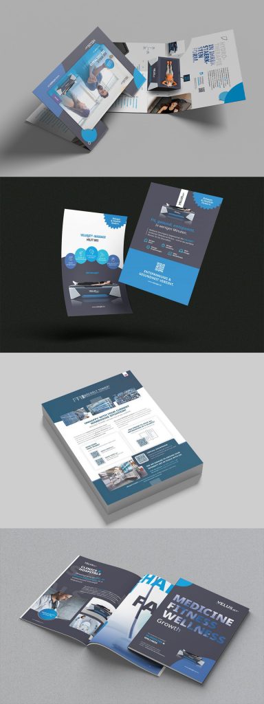 Broschüren und Flyer für Böckelt und Velusjet, Design von vyn