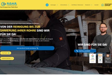 Ein Screenshot der Homepage der R.O.H.R. Abwassertechnik GmbH