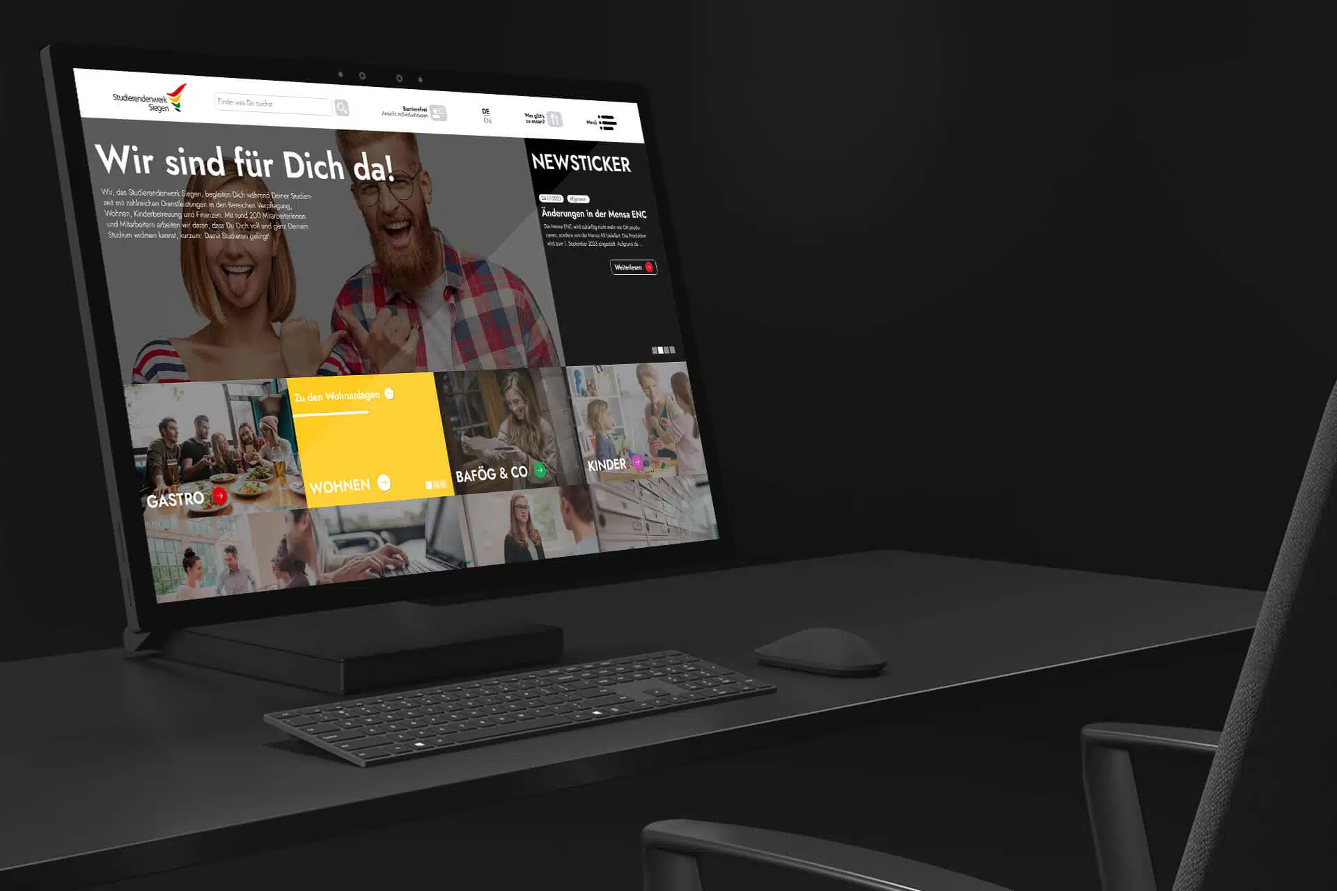 Ein Webdesign für das Studierendenwerk Siegen, Design von vyn