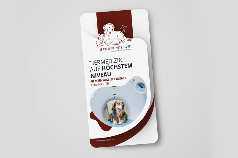 Ein Flyer für die Tierklinik Betzdorf, Design von vyn