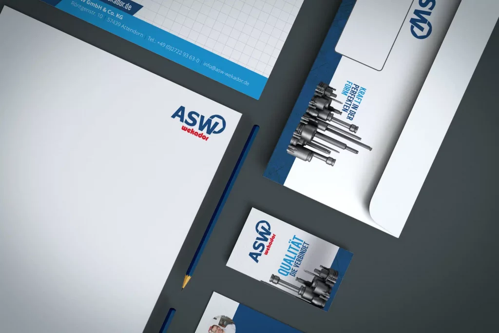 Design zur Geschäftsausstattung für ASW, Design von vyn