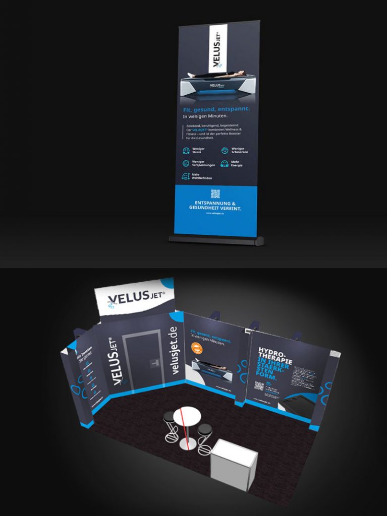 Ein Messestand-Design und Rollup für Velusjet, Design von vyn
