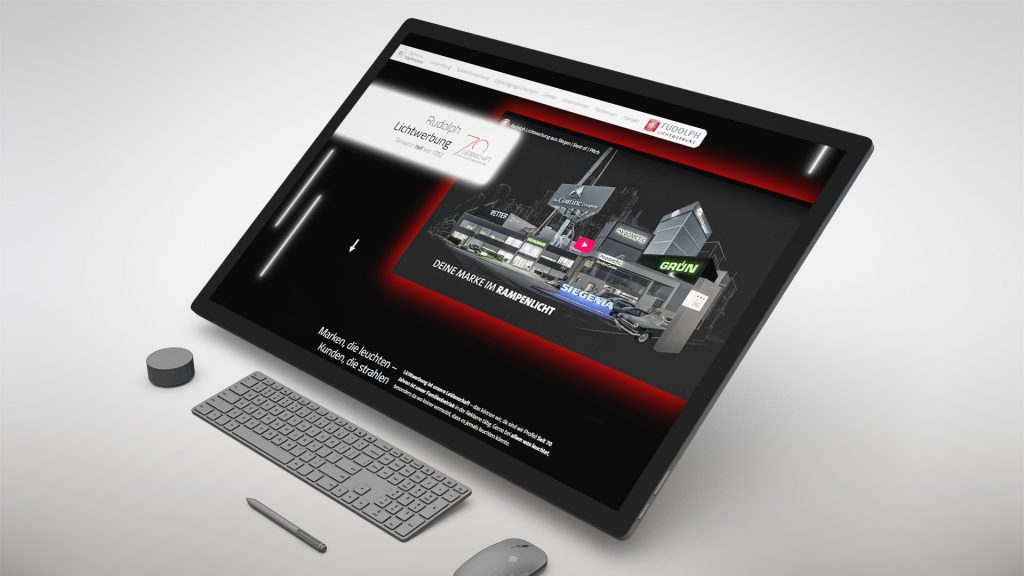 Die Startseite von Rudolph Lichtwerbung, Print-Design von vyn