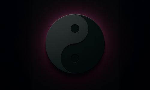 Ein dekoratives Element, das Yin und Yang Symbol soll verdeutlichen, dass Content und Design 2 Teile einer Einheit bilden.