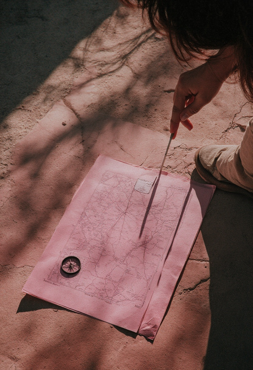 Symbolbild für Orientierungshilfen in der SEO Konzeption: Landkarte und Kompass am Strand