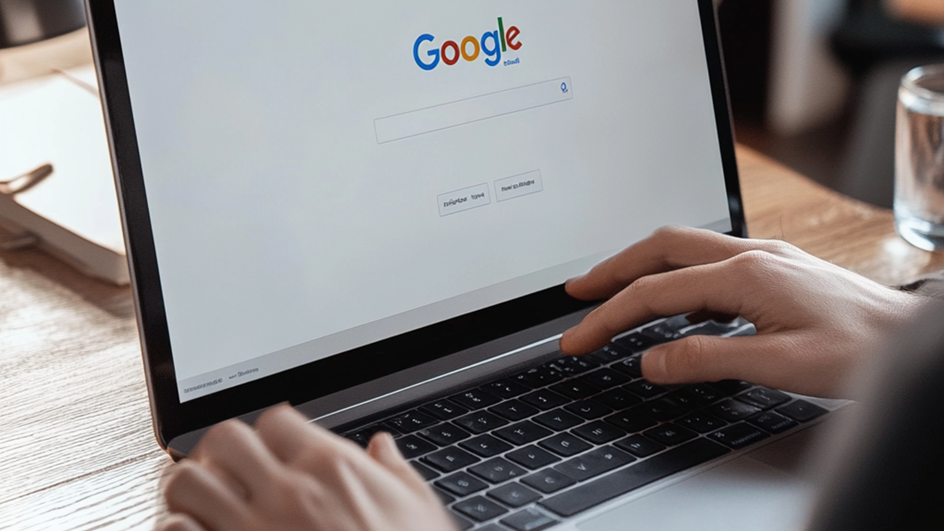 Googlesuche auf Bildschirm, hoffentlich findet die Person deine SEO optimierte Produktbeschreibung